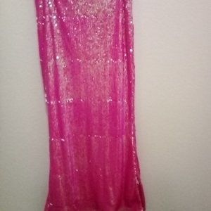 Lulu's Hot Pink Sequin Skirt With Matching Bra Top